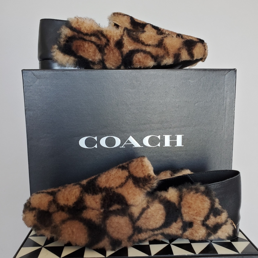 COACH Women's Holly Logo Shearling Loafers 8